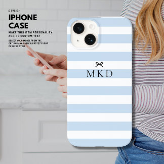 モダンブかわいらしガーリールストライプブラックボーモノグラム Case-Mate iPhone 14ケース
