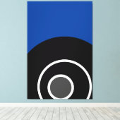 モダンブはっきりした王室のル白黒同心円アート キャンバスプリント (インサイチュ (ウッドフロア))