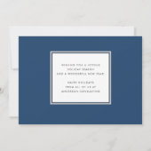 モダンブエレガントルーバードハッピーホリデーズビジネス シーズンカード (裏面)