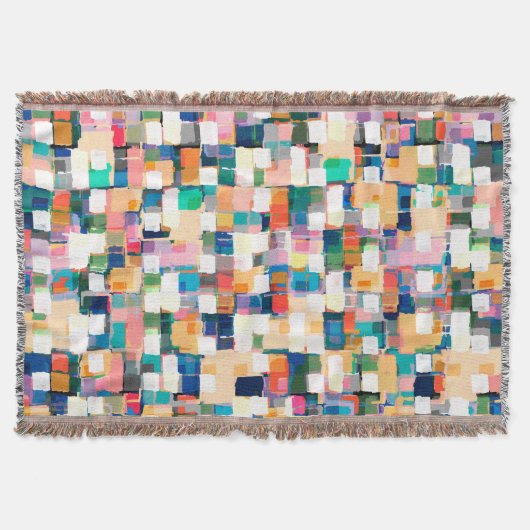 モダンブカラフルラシ絵を描抽象芸術 スローブランケット (正面)