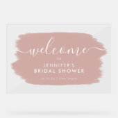 モダンブライダルシャワーウェルカムダスティピンク絵を描ク アクリルサイン (正面)