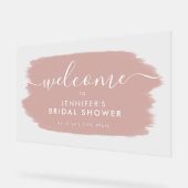 モダンブライダルシャワーウェルカムダスティピンク絵を描ク アクリルサイン (傾斜)