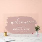 モダンブライダルシャワーウェルカムダスティピンク絵を描ク アクリルサイン (ウェディング)