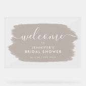 モダンブライダルシャワーウェルカムベージュ絵を描 アクリルサイン (正面)
