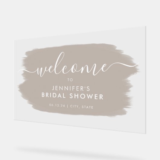 モダンブライダルシャワーウェルカムベージュ絵を描 アクリルサイン (傾斜)