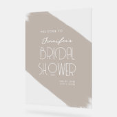 モダンブライダルシャワーウェルカム絵を描ベージュ アクリルサイン (傾斜)