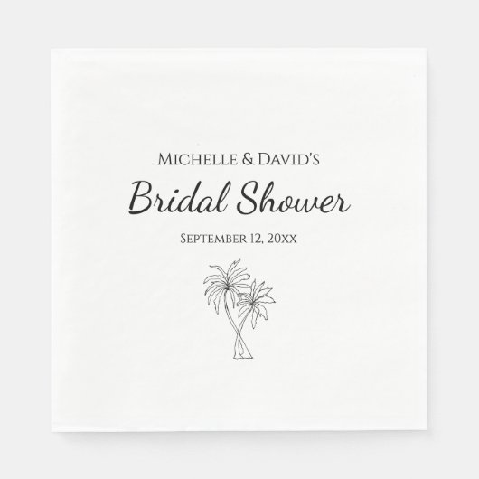 モダンブライダルシャワーエレガントパームツリーズトロピカル スタンダードランチョンナプキン (正面)