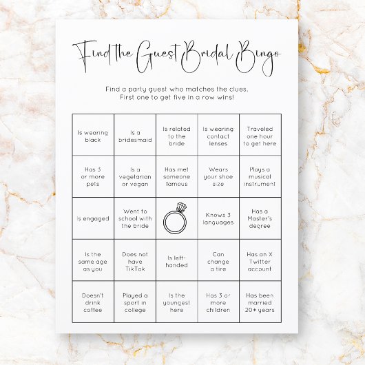 モダンブライダルシャワーゲストビンゴゲームを検索