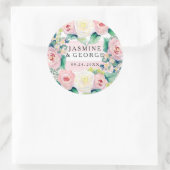 モダンブライダルシャワーシックワイドストライプバラ ラウンドシール (バッグ)