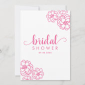 モダンブライダルシャワースクリプトフローラマゼンタピンク 招待状 (裏面)