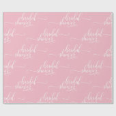 モダンブライダルシャワーピンクの白い筆跡 ラッピングペーパー (フラット)
