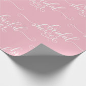 モダンブライダルシャワーピンクの白い筆跡 ラッピングペーパー (角)