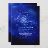 モダンブライダルシャワーブルーハート《写真》ぼけ味 招待状 (正面/裏面)