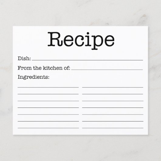 モダンブライダルシャワーレシピカード (正面)