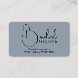 モダンブライダルシャワーレジストリほこりっぽい青 エンクロージャーカード