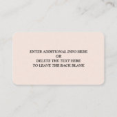 モダンブライダルシャワーレジストリ赤面ピンク エンクロージャーカード (裏面)