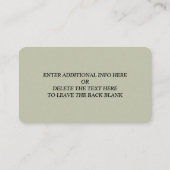 モダンブライダルシャワーレジストリSageグリーン エンクロージャーカード (裏面)