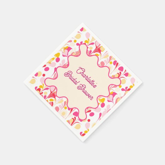 モダンブライダルシャワーレトロ抽象芸術ピンクウェー スタンダードカクテルナプキン (角)