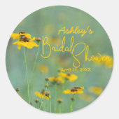 モダンブライダルシャワーワイルドフラワー写真 ラウンドシール (正面)