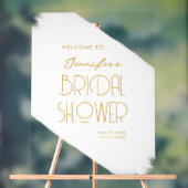 モダンブライダルシャワー歓迎絵を描白金ゴールド アクリルサイン (ニュートラル)