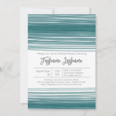 モダンブライダルシャワー – 水彩ストライプティール(緑がかった色) 招待状 (正面)