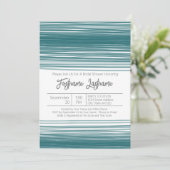 モダンブライダルシャワー – 水彩ストライプティール(緑がかった色) 招待状 (スタンド正面)