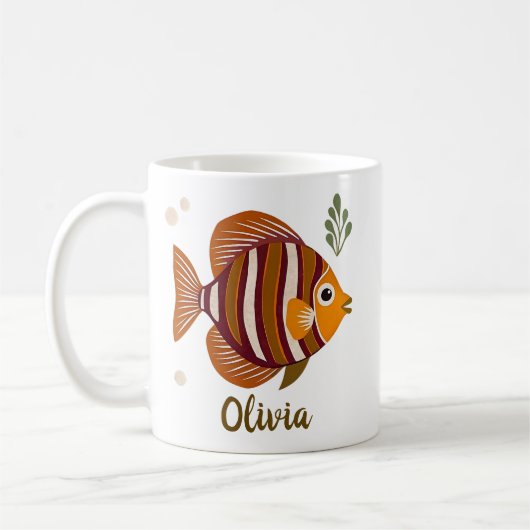 モダンブラウン熱帯魚 コーヒーマグカップ (左)