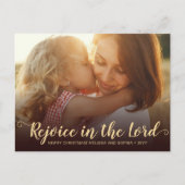 モダンブラウン素朴と金ゴールド宗教的なクリスマス シーズンポストカード (正面)