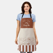 モダンブラウン素朴ベージュパティシエベーカリー エプロン (着用した状態)