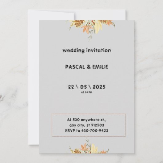 モダンブラウン結婚式招待状 招待状 (正面)