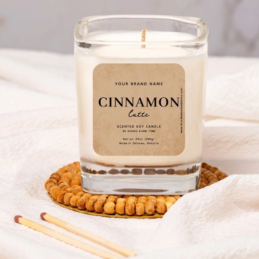 モダンブラウン コーヒー風ラベル スクエアシール
