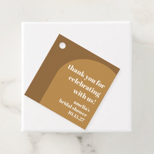モダンブラウン シック カスタム ブライダルシャワー サンクス フェイバータグ (インサイチュ)