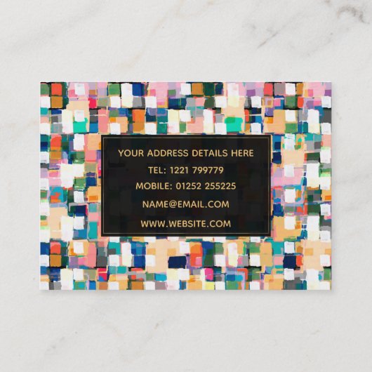 モダンブラカラフルシ線絵を描の抽象芸術アート 名刺 (裏面)