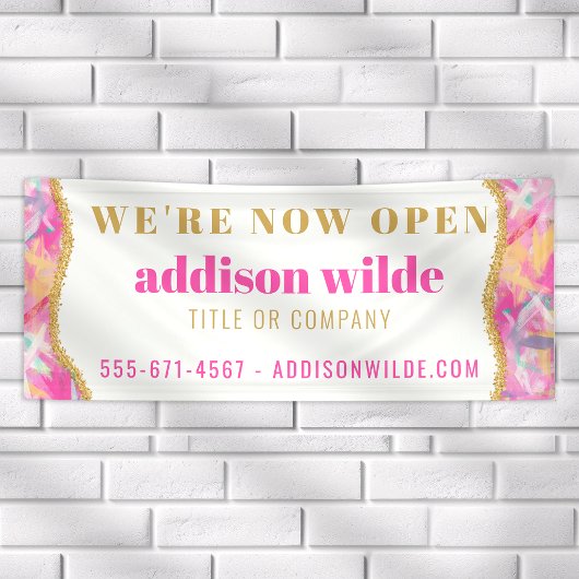 モダンブラシカラフルストローク金ゴールドのビジネスバナー 横断幕