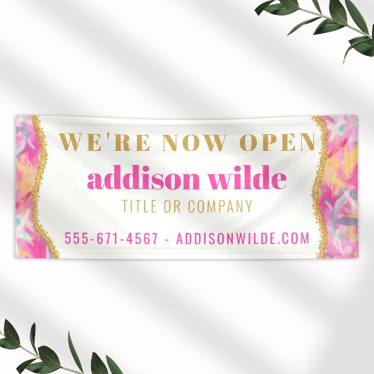 モダンブラシカラフルストローク金ゴールドのビジネスバナー 横断幕