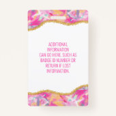 モダンブラシカラフルストローク金ゴールドシックなビジネスID バッジ (裏面)