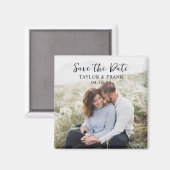 モダンブラシスクリプトのエンゲージメントフォト セーブ・ザ・デート マグネット (正面/裏面)