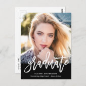 モダンブラシスクリプトの卒業の招待 ポストカード (正面/裏面)