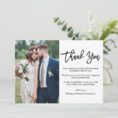 モダンブラシスクリプトの結婚写真 サンキューカード (スタンド正面)