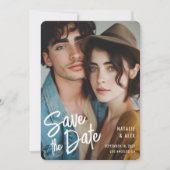 モダンブラシスクリプトの結婚写真 セーブザデート (正面)