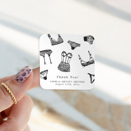 モダンブラシスクリプトランジェリー ブライダルシャワー スクエアシール