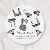 モダンブラシスクリプトランジェリー ブライダルシャワー フェイバータグ (正面)