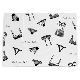 モダンブラシスクリプトランジェリー ブライダルシャワー ラージペーパーバッグ