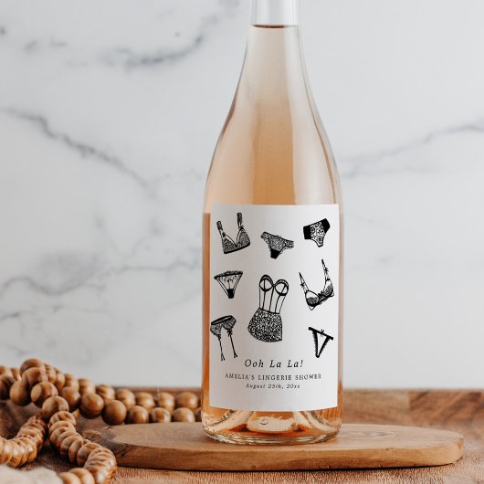 モダンブラシスクリプトランジェリー ブライダルシャワー ワインラベル