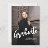 モダンブラシスクリプト写真 高校卒業 案内状 (正面)