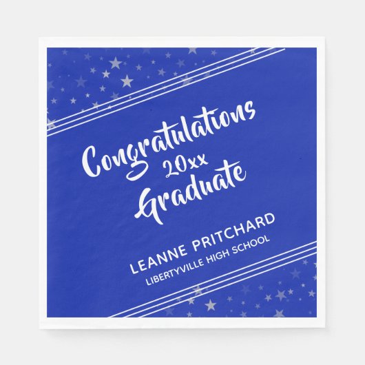 モダンブラシスクリプト斜め星の名前王室の青 スタンダードランチョンナプキン (正面)
