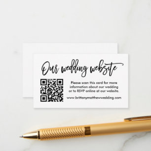 モダンブラシスクリプト結婚式ウェブサイトQR エンクロージャーカード