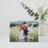モダンブラシスクリプト結婚式写真ありがとうカードW ポストカード (スタンド正面)