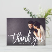 モダンブラシスクリプト結婚式写真感謝カード サンキューカード (スタンド正面)