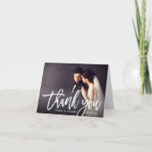 モダンブラシスクリプト結婚式写真 サンキューカード (正面)